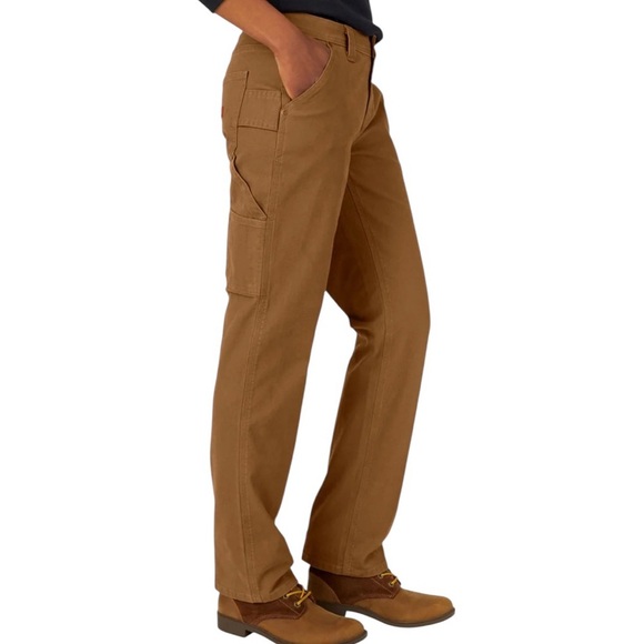 Dickies women’s carpenter pants relaxed fit NWT brown rinsed duck color size 14 - Picture 1 of 16